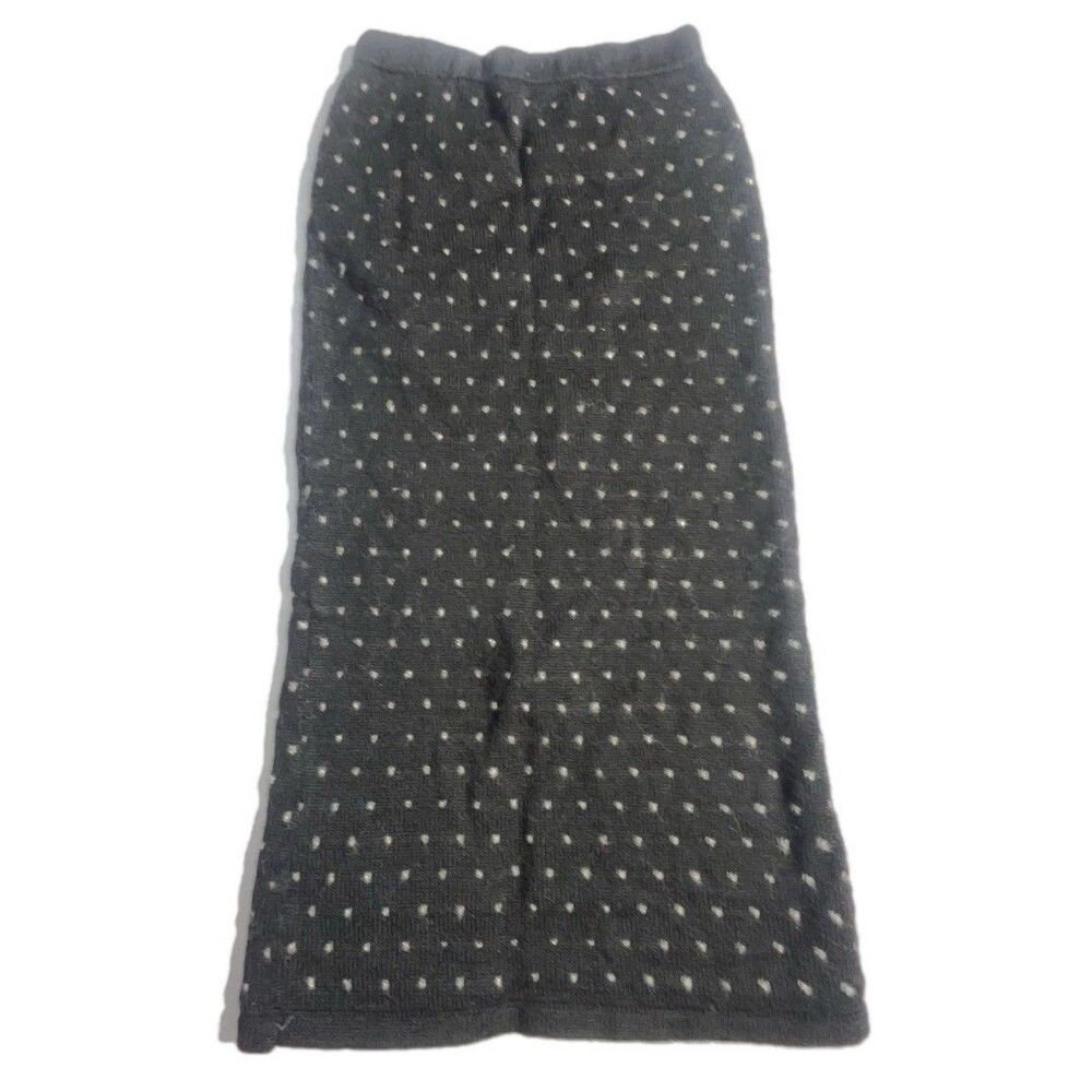 Stiledi Spoleto black knit midi skirt with white polka dots Size Medium